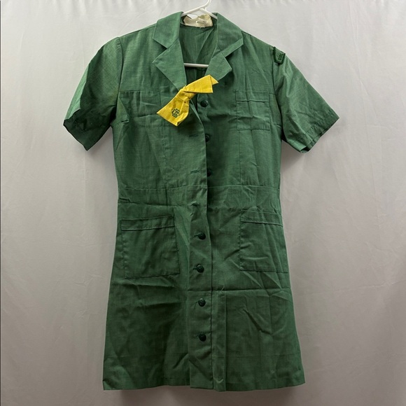 Girl Scouts Other - Vintage Girl Scouts Green Uniform Dress Girls Size 8 1/2 Retro